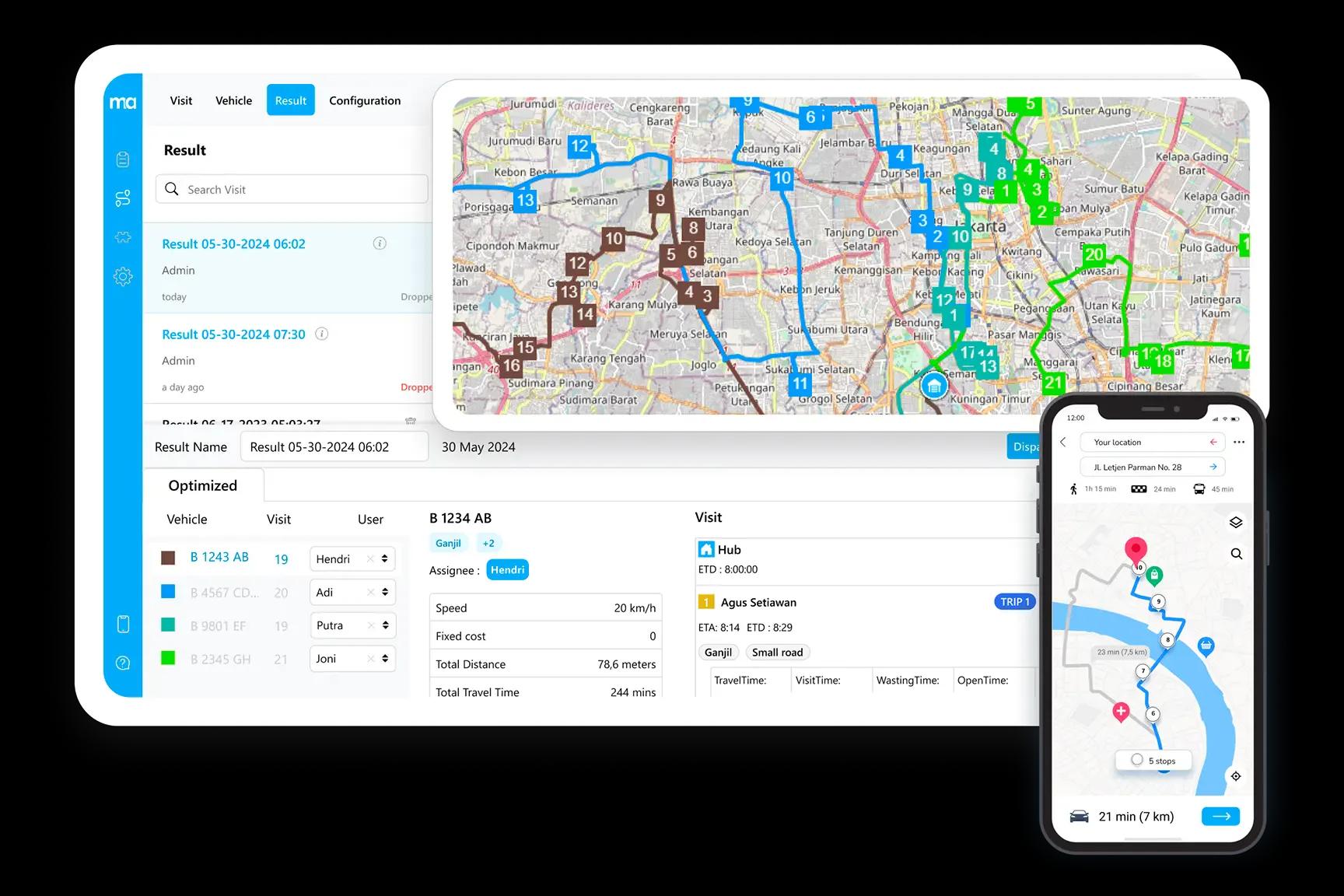 Lebih banyak titik dalam waktu lebih singkat dengan route optimization