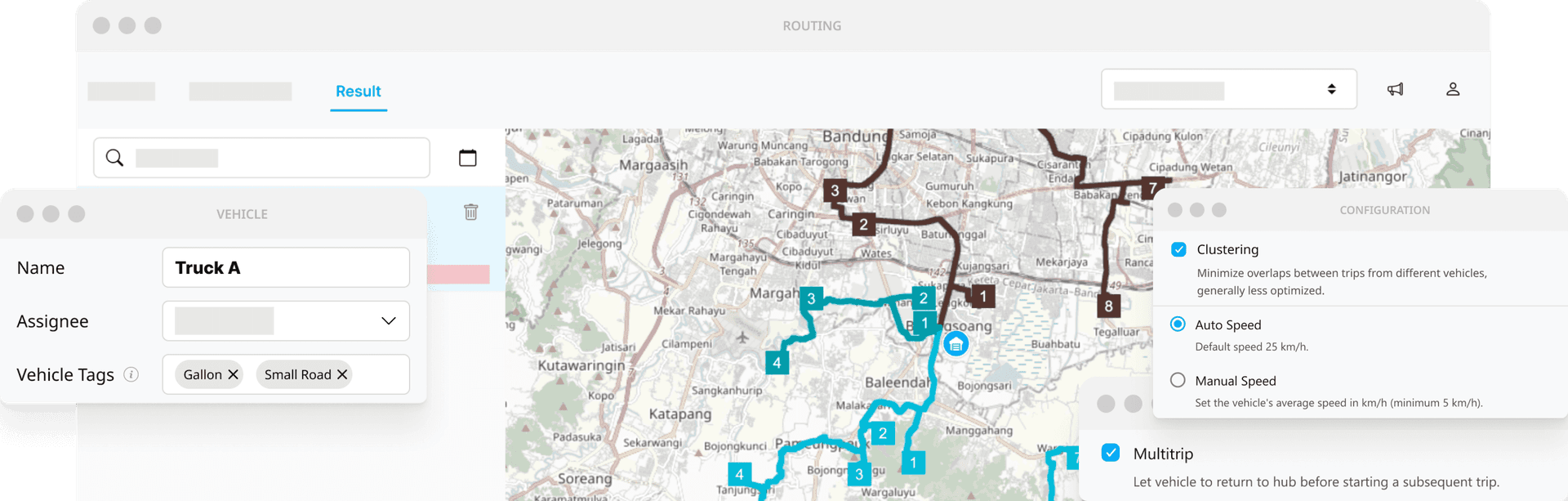 Route optimization interface showing efficient route planning
