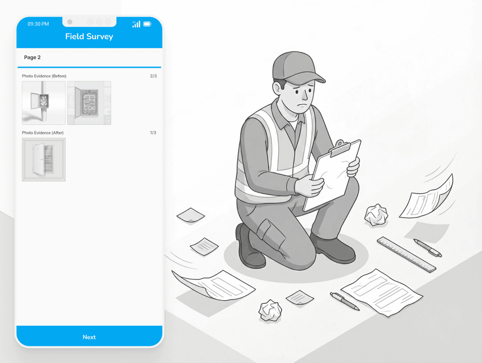 Sinkronisasi dan pelaporan survei real-time