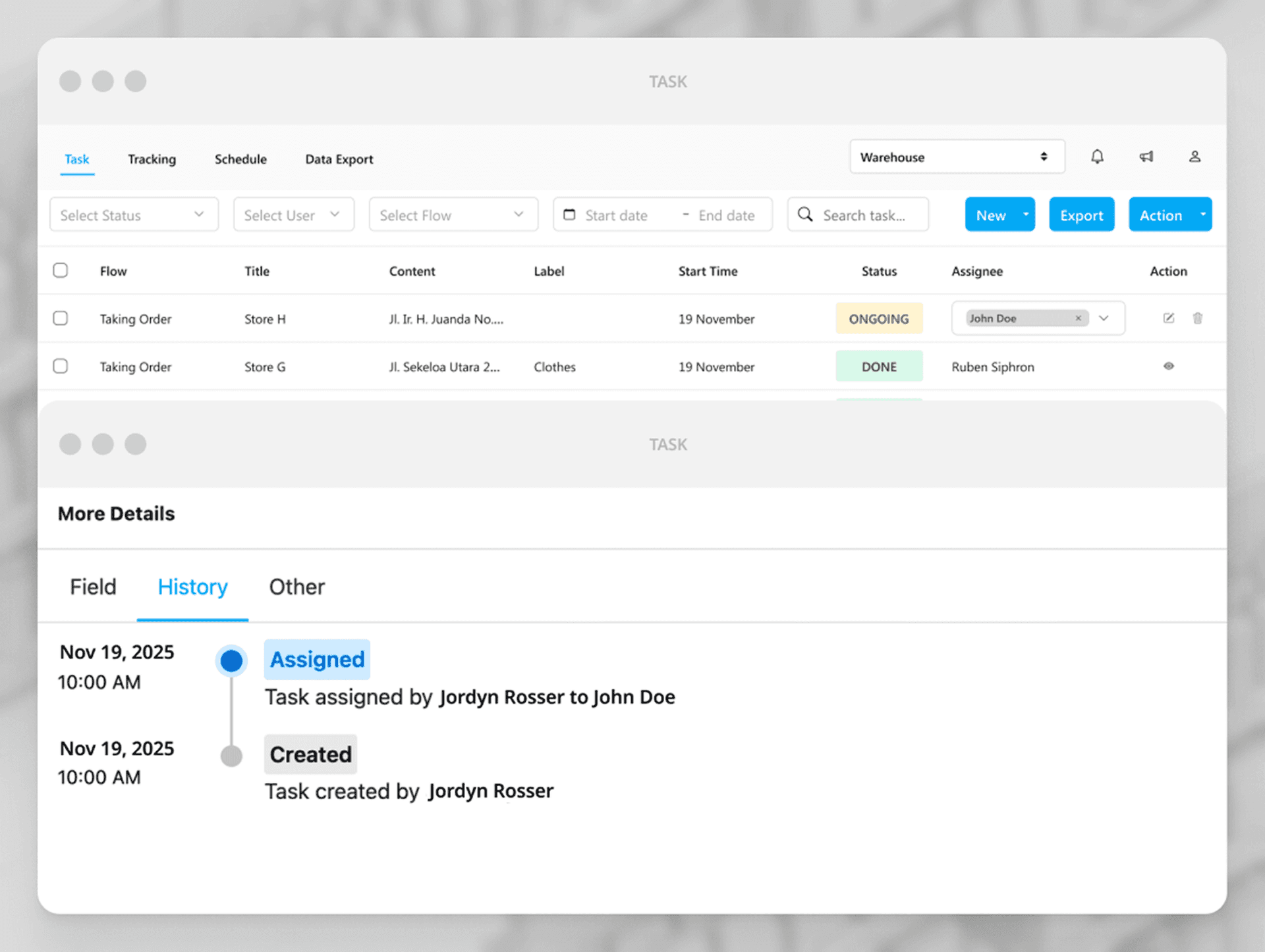 Riwayat pesanan untuk pemesanan ulang