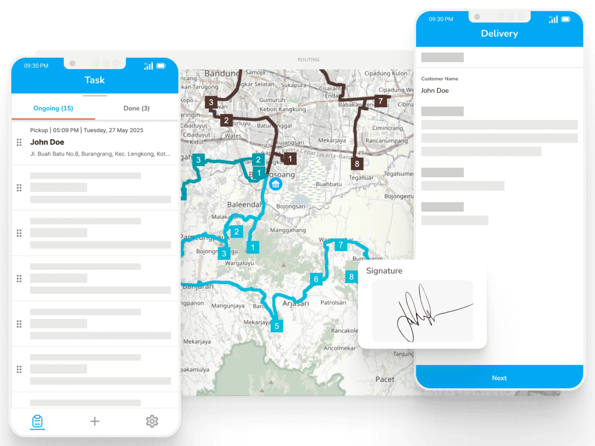 Antarmuka aplikasi mobile pengemudi