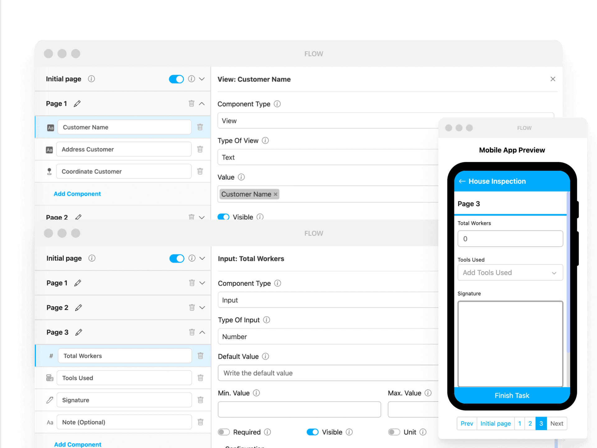 Mobile technician app with job details and checklists
